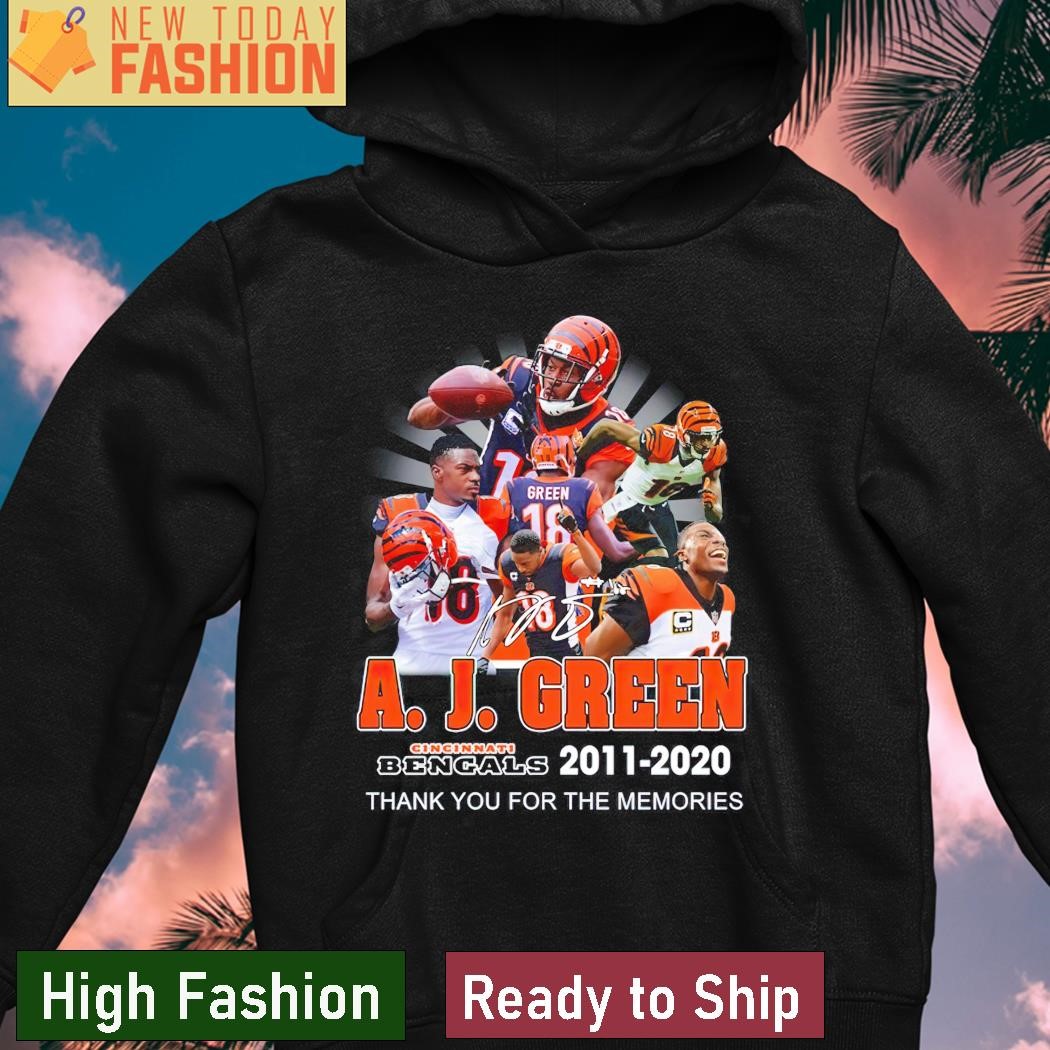 Official a. J. Green Cincinnati Bengals thank you for the memories  signature shirt, hoodie, sweater, long sleeve and tank top